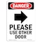 Signmission Safety Sign, OSHA Danger, 10" Height, Rigid Plastic, Portrait Please Use Other Door, Portrait OS-DS-P-710-V-2181 - alternate 1
